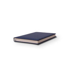 A closed navy blue notebook, suggesting a space for writing, planning, or journaling.