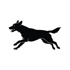 Black Silhouette of a Dog Running Canine Clipart Vector Illustration