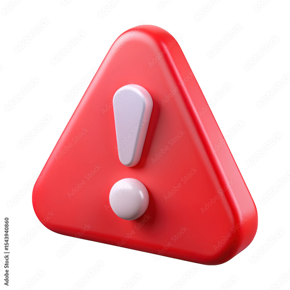 Poster 3d warning triangle icon isolated on transparent background