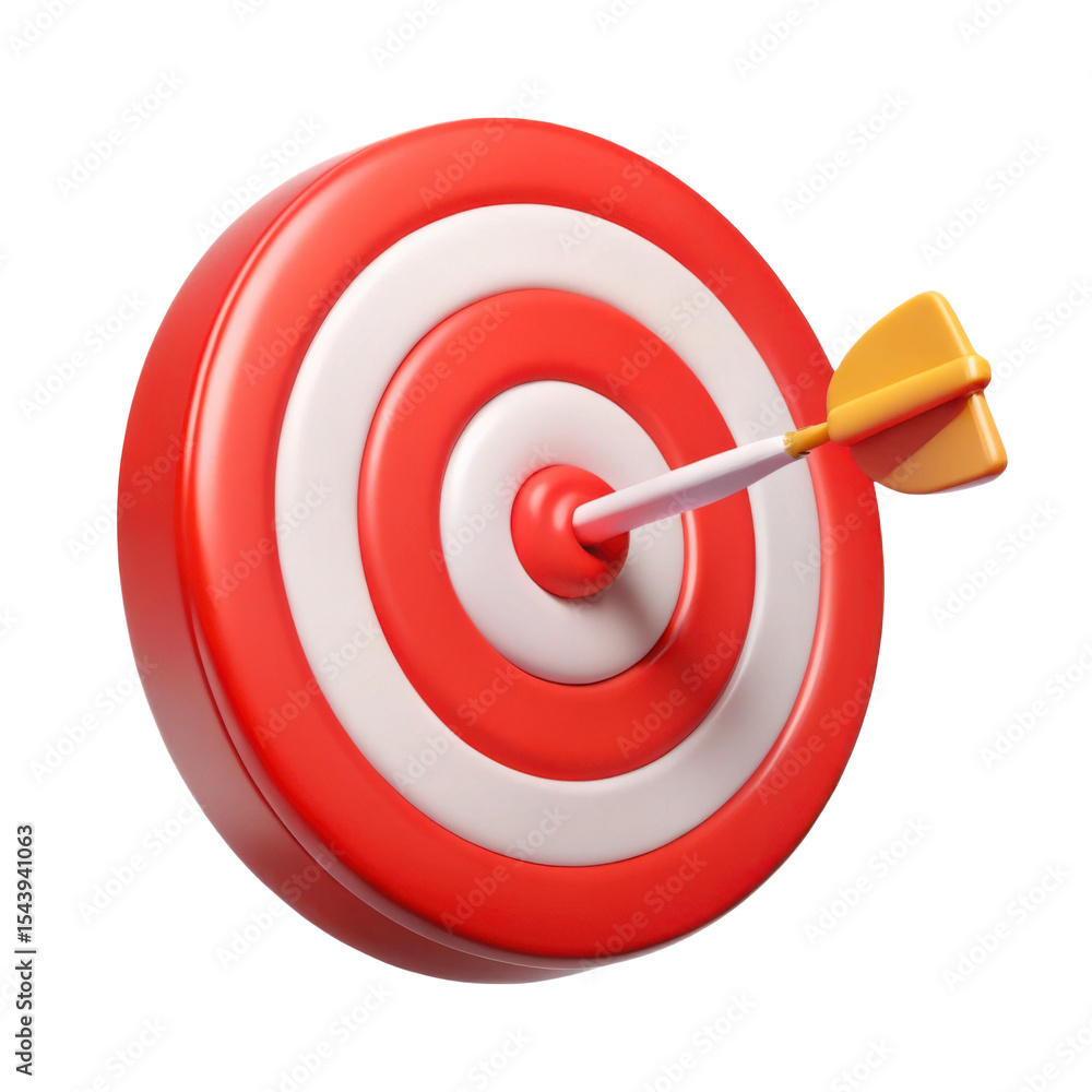 Poster 3d target with arrow isolated on transparent background