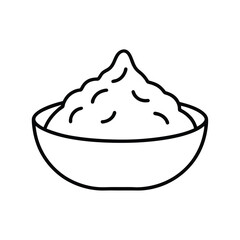 Mashed potatoes with gravy in minimal line drawing Vector illustration