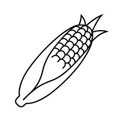 Mexican street corn elote in thin line art Vector illustration