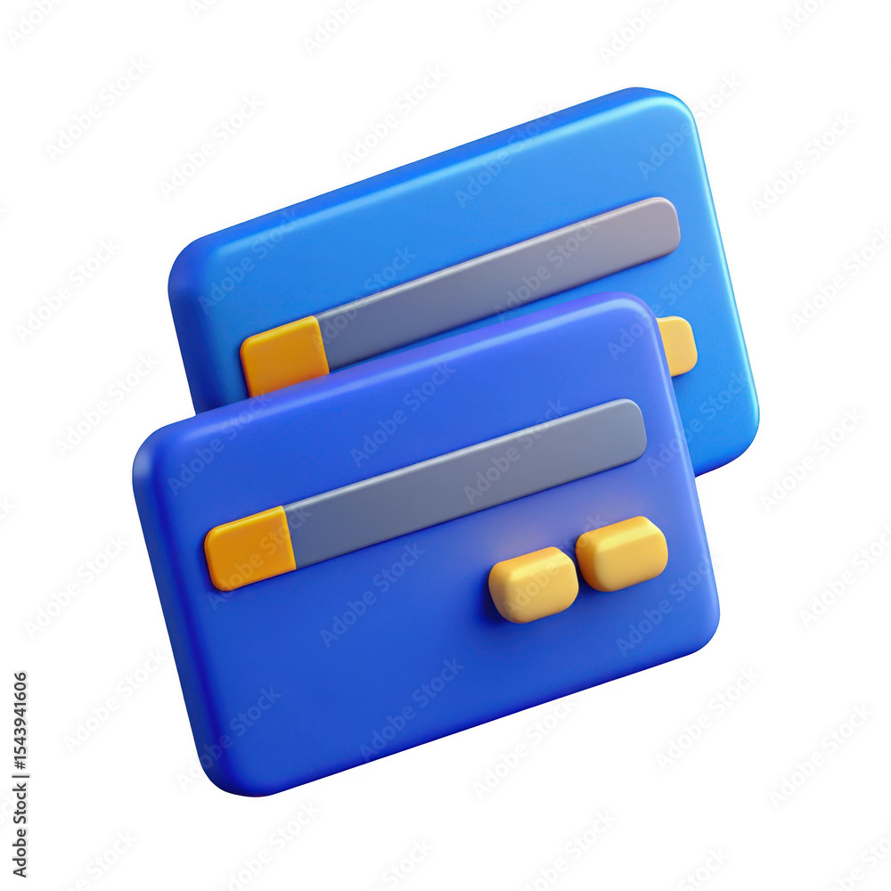 Poster 3d credit cards stack isolated on transparent background