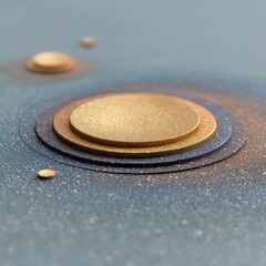 Gold Glitter Circles on Textured Dark Blue Surface