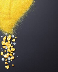 Gold Glitter Shimmer Effect with Falling Particles on Black Background