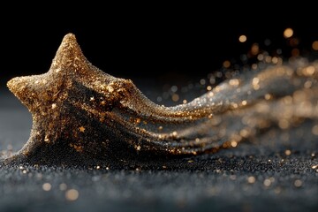 Gold Glitter Star Trail on Dark Background