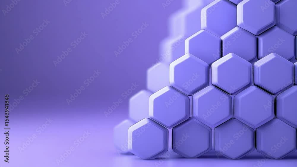 Poster Abstract Hexagon Structure: A stunning close-up reveals a layered hexagon structure, with each cell subtly reflecting the environment, showcasing intricate architectural design in a calming.