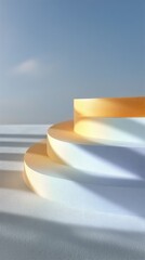 Golden and White Glitter Platforms with Soft Light and Curved Shadows