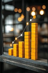 Golden Blocks Representing Business Growth in a Dark Urban Setting