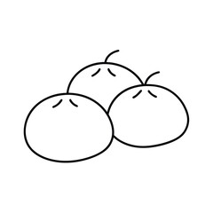 Mochi trio with filling lines in elegant drawing Vector illustration