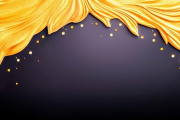 Golden Fabric Drape on Dark Background with Glitter
