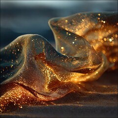 Golden Fabric with Glitter Texture and Subtle Lighting