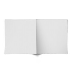 An open blank book, symbolizing creativity and potential for writing or drawing.