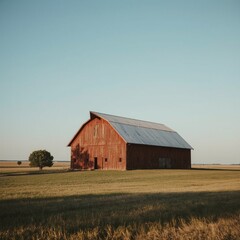 red barn in the field