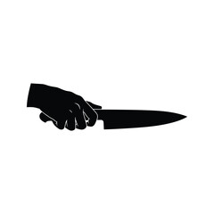 Black silhouette of hand holding knife chef knife kitchen knife cooking utensil food preparation tool