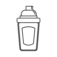 Protein shake bottle with label in minimal line drawing Vector illustration