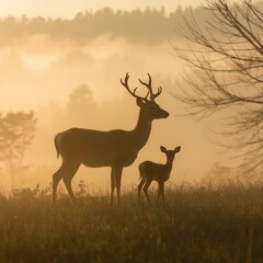 deer in the sunset
