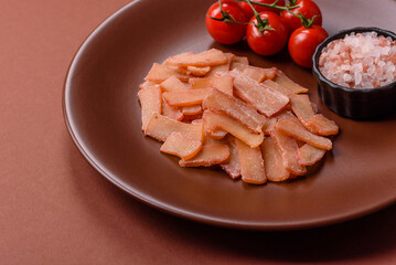 Food, dried squid in shavings or chopped as snacks or jerky. Snack dried squid for beer