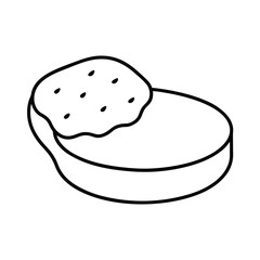 Rice cake with peanut butter in line drawing Vector illustration