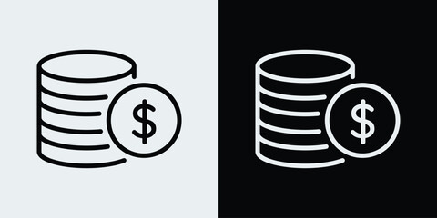 Money icon. Coins and Dollar sign