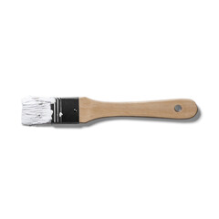 A paintbrush with a wooden handle and bristles, used for applying paint or coatings.