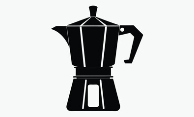 stovetop espresso maker silhouette , coffee pot silhouette, black and white vector