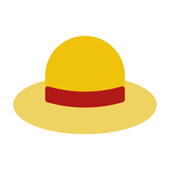 Sun Hat Icon in Flat Style. Color Fill
