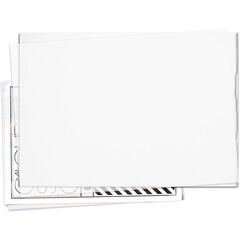 A stack of blank and designed sheets, likely for creative or planning purposes.