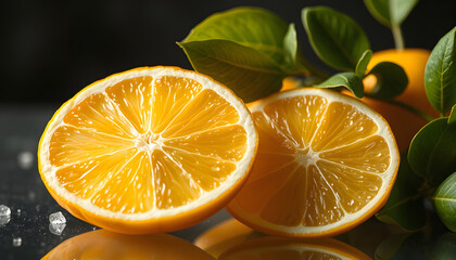 Fresh bergamot citrus slices floating on a clean transparent PNG backdrop with a crisp, airy ambiance, dramatic. isolated with white highlights