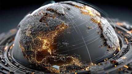Holographic Globe Showing Global Network Connections