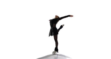 Figure skating woman on white background.