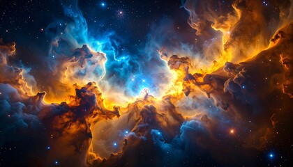 Naklejka premium Cosmic Nebula with Starscape, and Space.