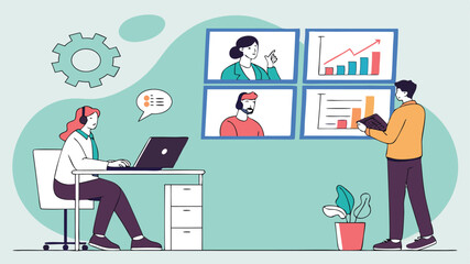 business working with video conference meetings online and online Financial advisor, video training