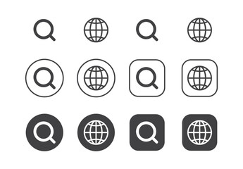 Search icon and Website icon vector, Global searching icon and website symbol, search magnifying glass sign, Web icons vector 