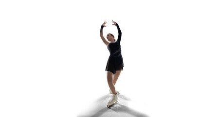 Figure skating woman on white background.