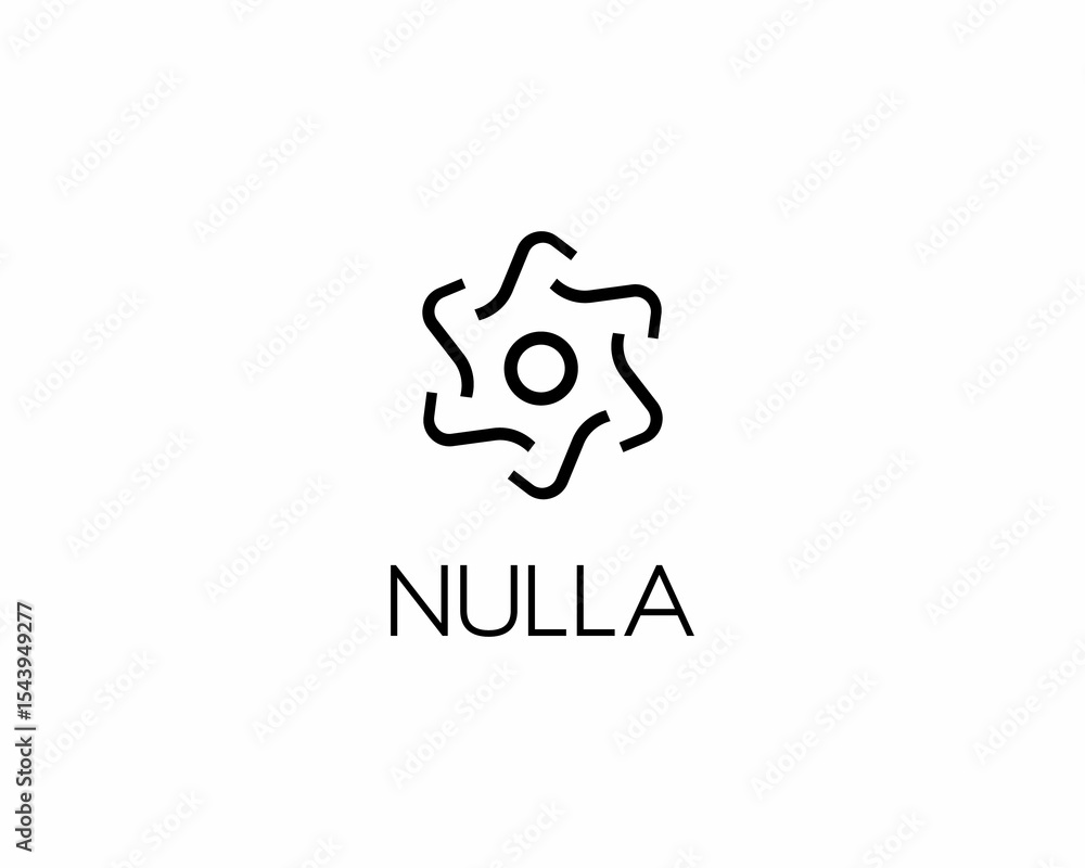 Poster abstract flower from rotation shapes logo. creative science atom tech symbol in negative space. illu