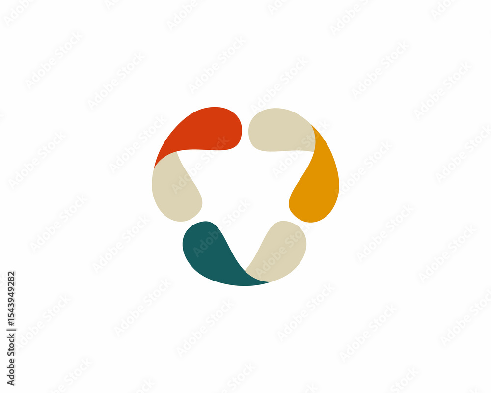 Poster abstract triangle logo from rotating shapes. flat atomic energy force sign logotype. creative recycl