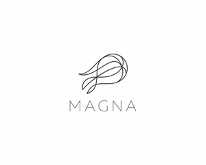 Fototapeta premium Abstract jellyfish logo from lines. Universal motion logotype. illustration.