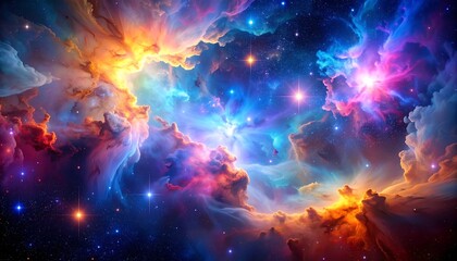 Fototapeta premium Cosmic Nebula with vibrant colors.