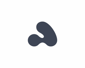 Abstract letter A from connected dots modern logo. Creative atom, science icon. Flowing molecules logotype.  illustration.