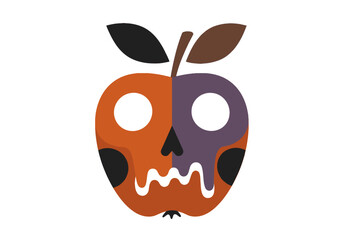 Naklejka premium Halloween poisoned apple with skull face illustration isolated on white