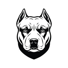 American Pit Bull Terrier Dog Head Black and White Vector Illustration Mascot Logo