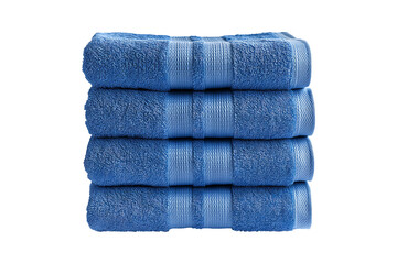 Stack of blue towels isolated on transparent background.