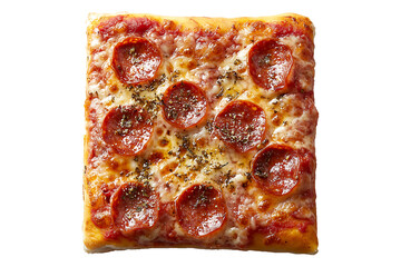 Square Piece of Sicilian Pizza isolated on transparent background.