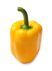 One fresh yellow bell pepper isolated on white
