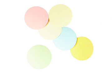 collection of some round sticky notes blank paper backgrounds isolated on white or transparent png
