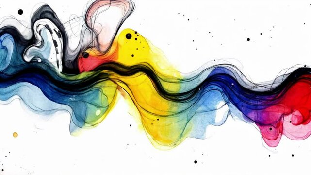 Abstract colorful watercolor vector illustration with flowing pink and blue curves 4k unique Abstract video