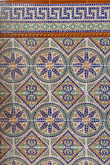 Centro District, Cordoba, Andalusia, Spain. Colorful decorative tiles on an old Spanish building.