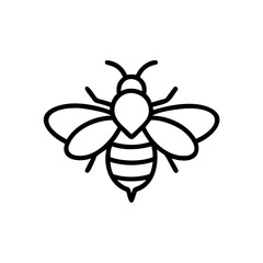 Black Outline Honeybee Icon Illustration Simple Line Art Graphic Design Element Eco Friendly Nature Symbol