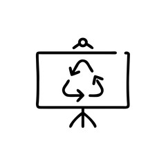 Black Line Drawing Presentation Screen Showing Recycle Symbol Environmental Concept Eco Friendly Theme